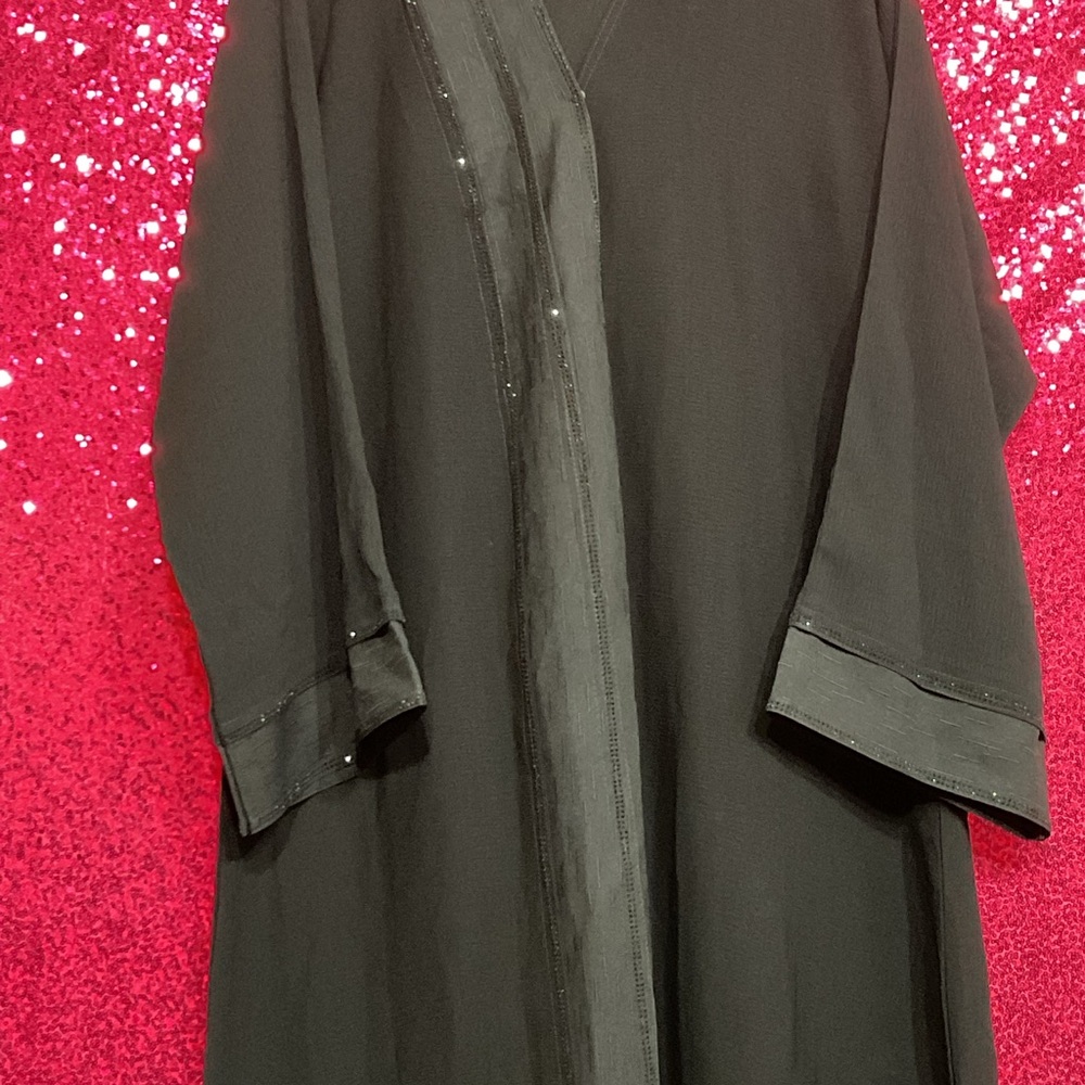 Elegant Black Robe with Sequin Trim